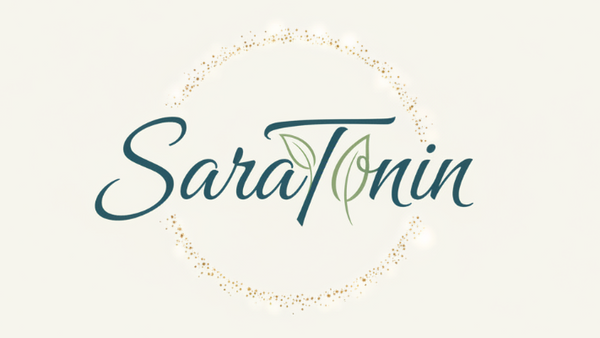 Logo of Sara Tonin with a decorative border on a light background
